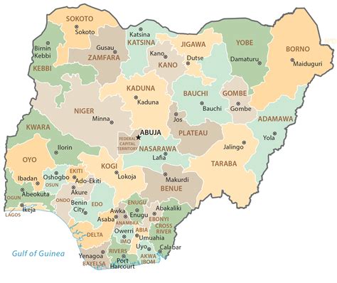 Map of states of nigeria - Nigeria location on the Africa map. Capital: Abuja. Area: 356,669 sq mi (923,769 sq km). Population: ~ 220,000,000. Largest cities: Lagos, Kano, Ibadan, Benin …